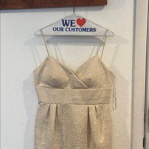 Eliza J Champagne Strapless Shimmer Dress